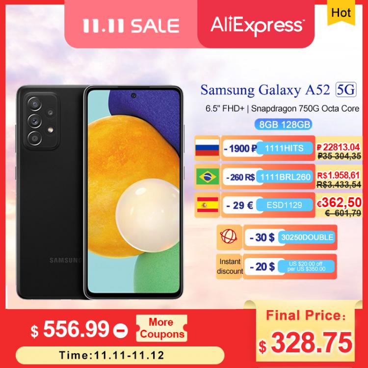 all in one place טלפונים סלולרים Samsung Galaxy A52 5G Smartphones NFC Android 6.5'' FHD+ Snapdragon 750G Octa Core 64MP AI Quad Cams 4500mAh Mobile Phon