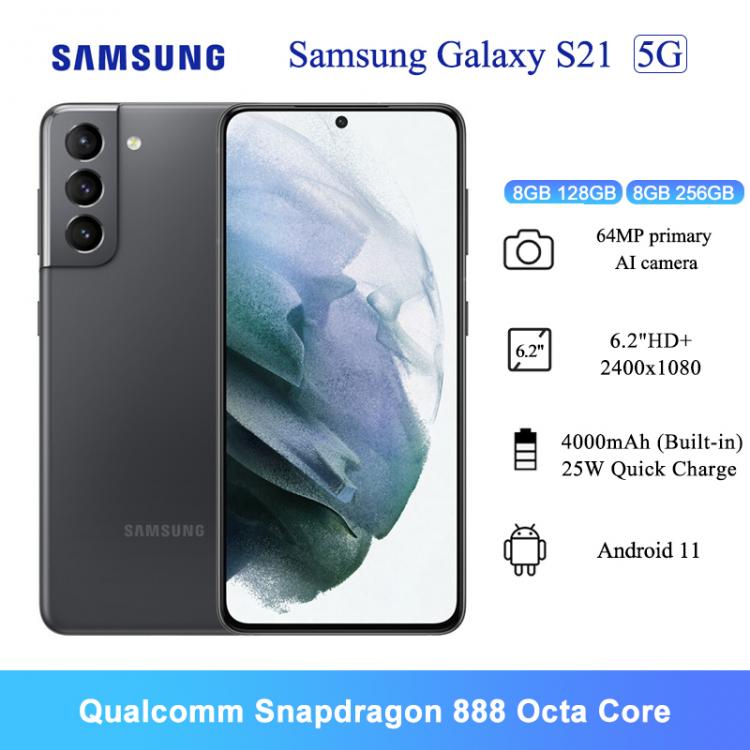 all in one place טלפונים סלולרים Samsung Galaxy S21 G9910  5G Cellphones 6.2" Snapdragon 888 Octa Core 64MP 4000mAh NFC 8GB RAM Wireless Charging Smartphones