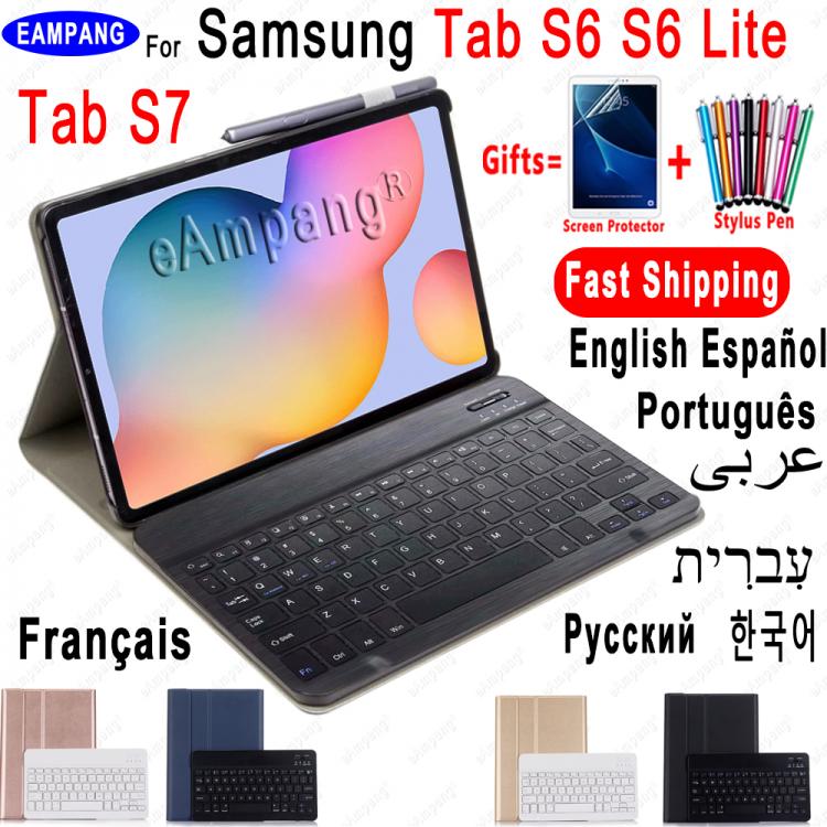 all in one place טאבלטים Case for Samsung Galaxy Tab S6 Lite 10.4 Keyboard Case Tab S6 10.5 S7 11 Cover Russian Spanish English Korean Arabic Keyboard