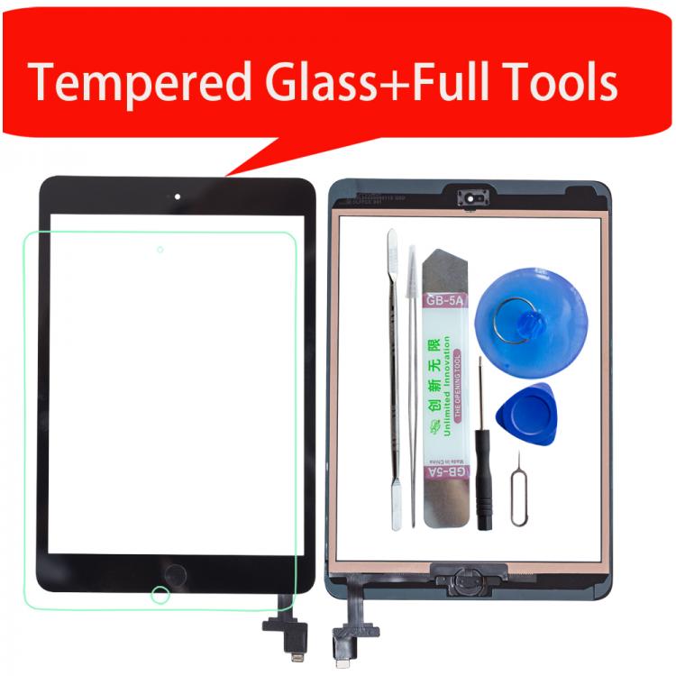 all in one place טאבלטים For iPad Mini1 mini2 A1432 A1454 A1455 A1489 A1490 Touch Screen Digitizer +IC Chip Connector Flex+Key Button+Tempered glass