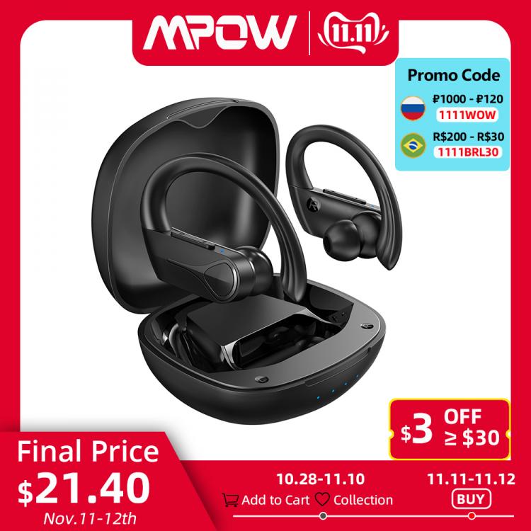 all in one place אביזרים Mpow Flame Solo Wireless Earbuds Sports Bluetooth Earphones Ear Hook design with Mic 28Hrs Playtime IPX7 Waterproof for Running