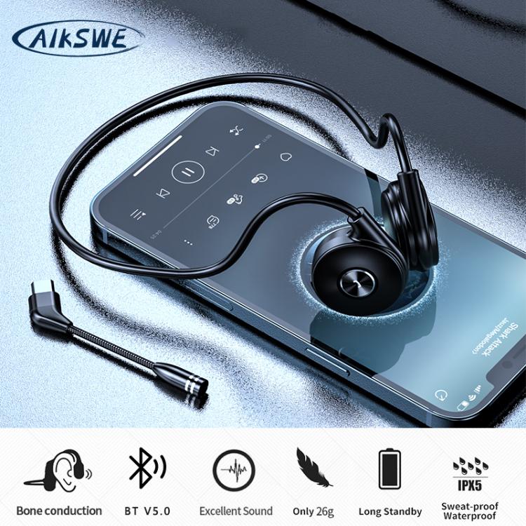 all in one place אביזרים AIKSWE Bone Conduction Headphones Wireless Sports Earphones Dual Microphone Noise Cancellation For Cycling Bluetooth-Compatible