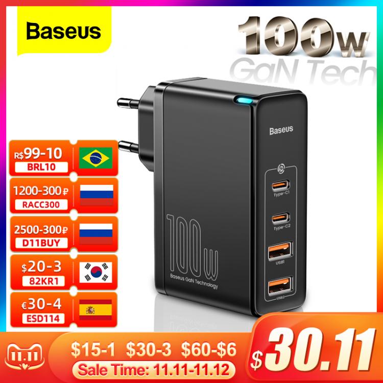all in one place אביזרים Baseus 100W GaN USB Type C Charger PD QC Quick Charge 4.0 3.0 USB-C Type-C Fast Charging Charger For iPhone 12 Pro Max Macbook