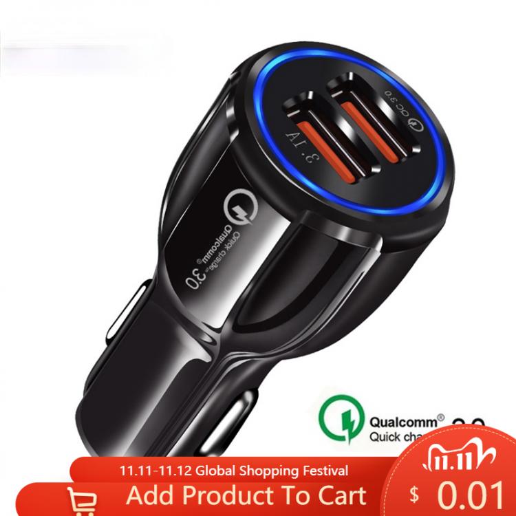all in one place אביזרים CMAOS Quick Charge 3.0 Dual USB Car Charger 5V3A Turbo Fast Car Charging Mobile Phone Charger For iPhone Xiaomi Car Adapter