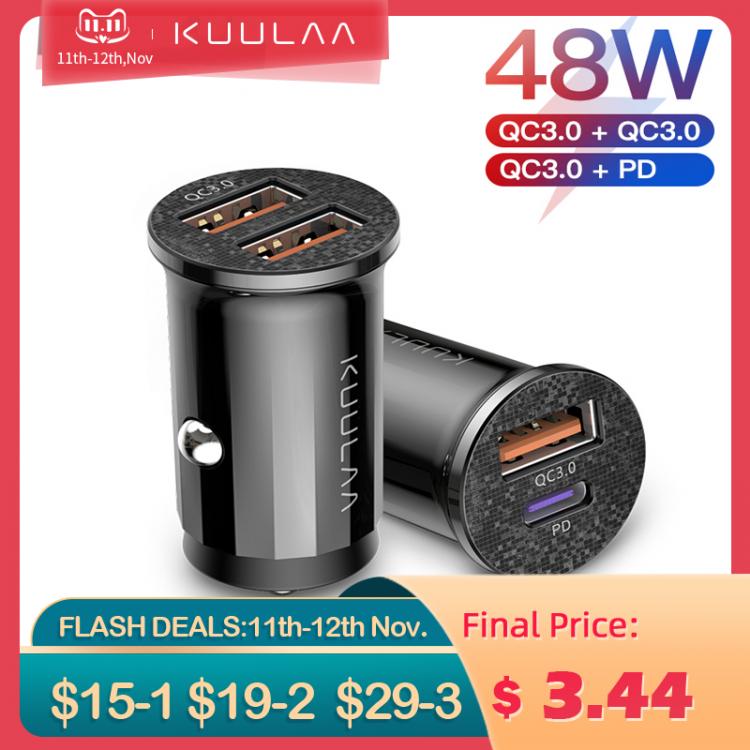all in one place אביזרים KUULAA Mini USB Car Charger Quick Charge4.0 48W QC PD 3.0 Fast Charging For CarsType C For Samsung S10 9 Huawei Xiaomi iPhone