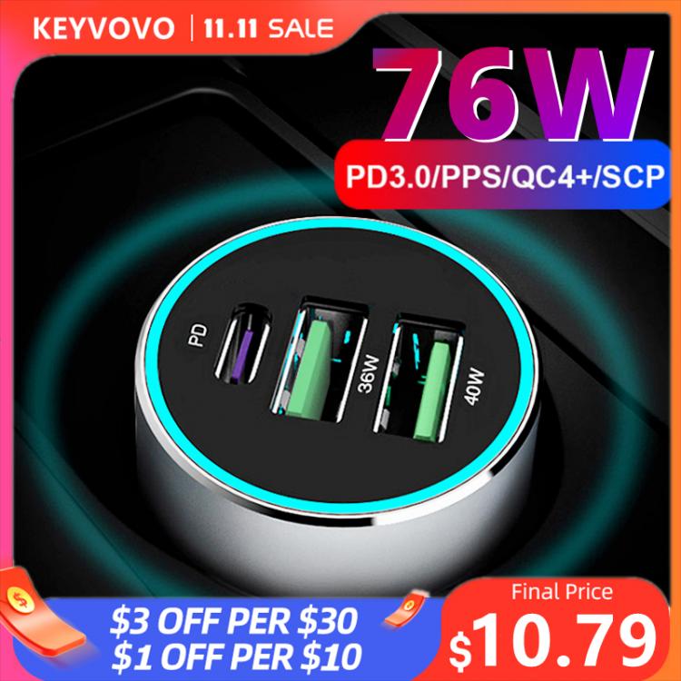 all in one place אביזרים 76W PPS PD QC 3 USB Metal Quick Car Charger for iPhone 12 Xiaomi Samsung Huawei P40 5A SuperCharge SFCP OnePlus Dash AFC QC3.0