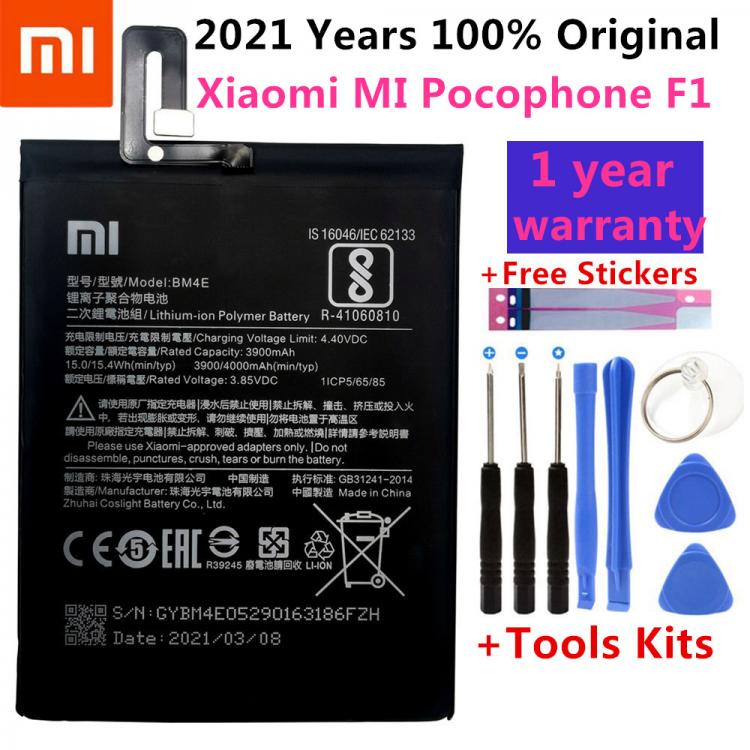 all in one place אביזרים Original Replacement Battery BM4E For Xiaomi MI Pocophone F1 battery Authentic Phone Battery 4000mAh+Tool Kits+Stickers