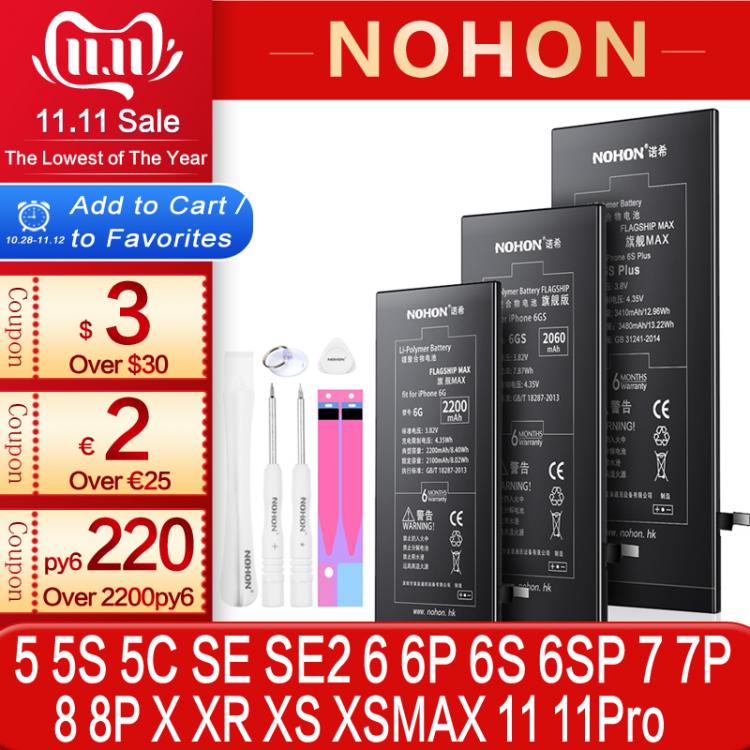 all in one place אביזרים NOHON Battery For Apple iPhone 6S 6 7 8 Plus 11 Pro X XR XS MAX SE2 5S 5C 5 SE 2020 6 S 6Plus 7Plus Replacement Lithium Bateria
