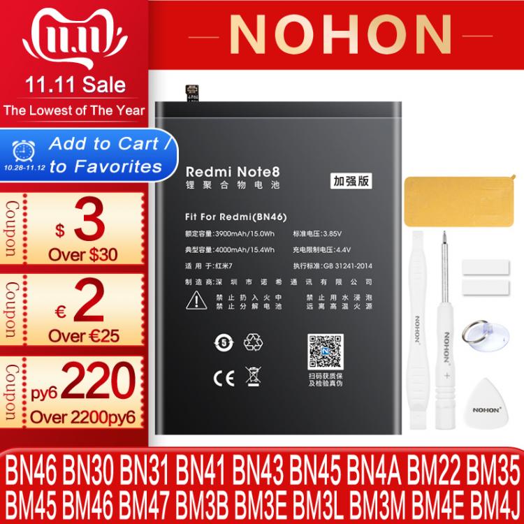 all in one place אביזרים NOHON Battery For Xiaomi Redmi Note 8 8T 5A 7 3 Pro 2 4 4X 5 Mi 9 8 5X 5 4C Bateria BN46 BN30 BN31 BN41 BN43 BN45 BN4A BM22 BM35