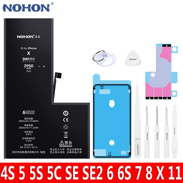 all in one place אביזרים NOHON Battery For iPhone X 11 8 7 6S 6 S SE 2020 5S 5C 5 4S Replacement High Capacity Bateria For Apple iPhoneX iPhone8 iPhone7