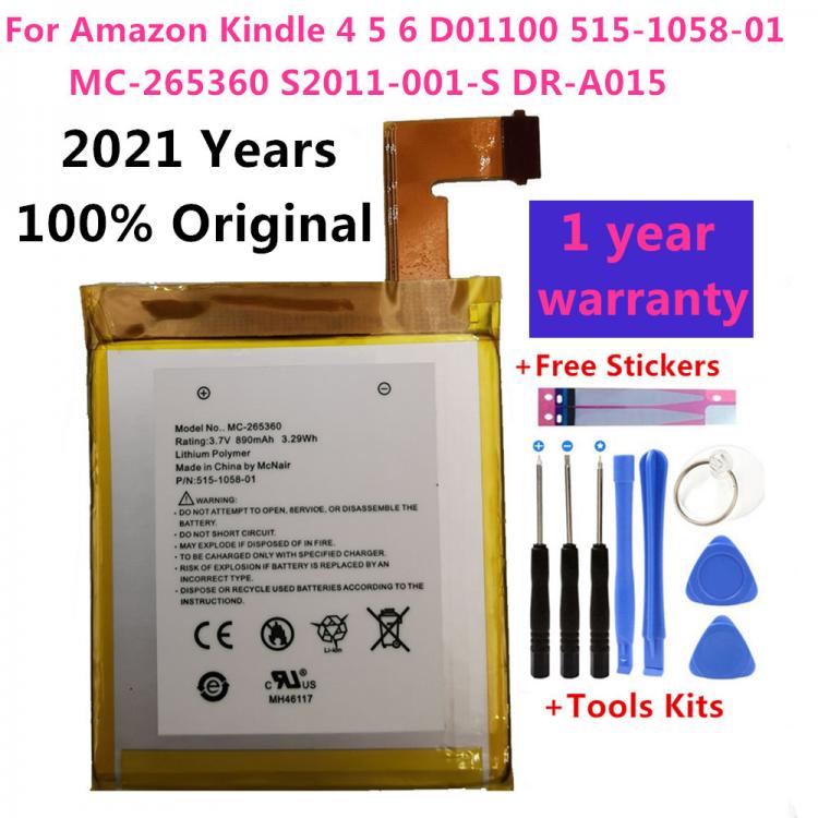 all in one place אביזרים Original 890mAh Battery For Amazon Kindle 4 5 6 D01100 515-1058-01 MC-265360 S2011-001-S DR-A015 Battery Gift Tools +Stickers
