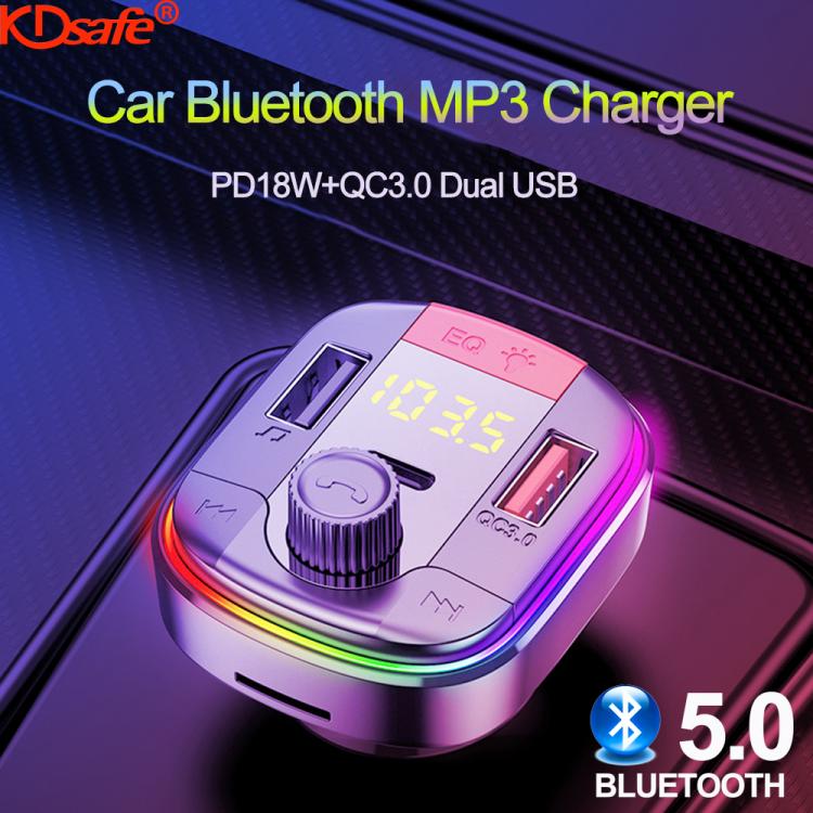 all in one place אביזרים KDsafe Bluetooth Car Kit 5.0 MP3 Player Quick Car Charger PD18W+QC3.0 FM Transmitter Dual USB Colorful LED Wireless  Adapter Aux
