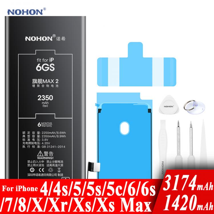 all in one place אביזרים Nohon Battery For Apple iPhone 6S 6 5s 7 8 X Xr Xs Max 4 4s Real Capacity Batteries+Tools For iPhone 6S 6 5s 7 8 X Xr XsMax 4 4s