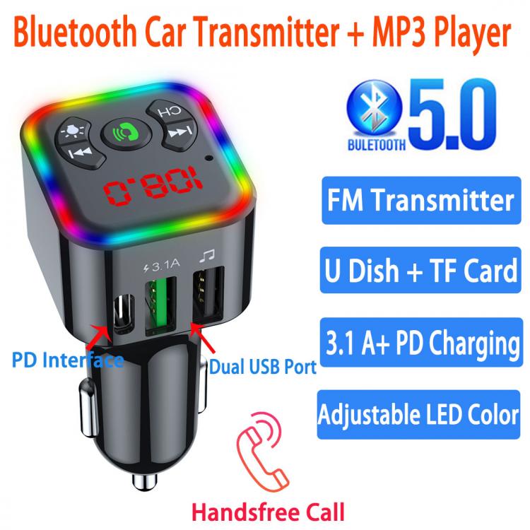 all in one place אביזרים Bluetooth 5.0 FM Transmitter 3.1A Fast Car Charger Wireless Car Kit Adapter Handsfree MP3 Player Audio Receiver TF U Disk play