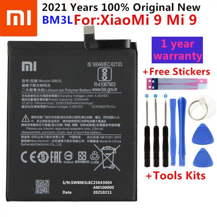 all in one place אביזרים 100% Original Replacement Battery For Xiaomi 9 MI9 M9 MI 9 BM3L Genuine Phone Battery 3300mAh With Tools