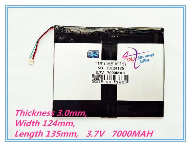 all in one place טאבלטים 4 thread polymer lithium ion battery 30124135 3.7V 7000MAH With plug For  CH, Tablet PC Battery , Perfect quality of lar