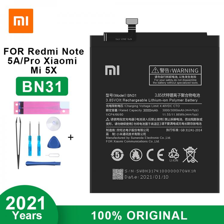 all in one place אביזרים Xiaomi Original Battery BN31 for Xiaomi Mi 5X Mi5X / Redmi Note 5A / Note 5A Pro/Mi A1 Redmi Y1 Lite S2 3080mAh With Free Too