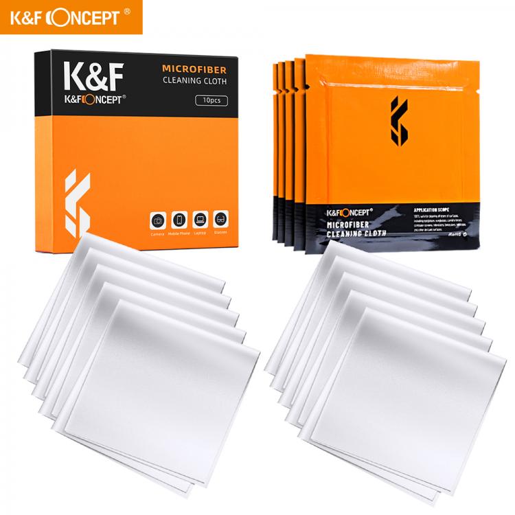 all in one place מצלמות ונלווים K&F Concept 10 Pack Individually Vacuum Wrapped Microfiber Cleaning Cloths for Camera Lens Glasses Phones LCD Screens and More