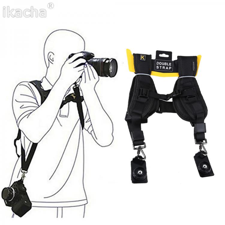 all in one place מצלמות ונלווים Black Double Dual Camera Shoulder Strap Quick Rapid Sling Belt Adjustment for Canon Nikon Sony 2 Cameras Digital DSLR Strap