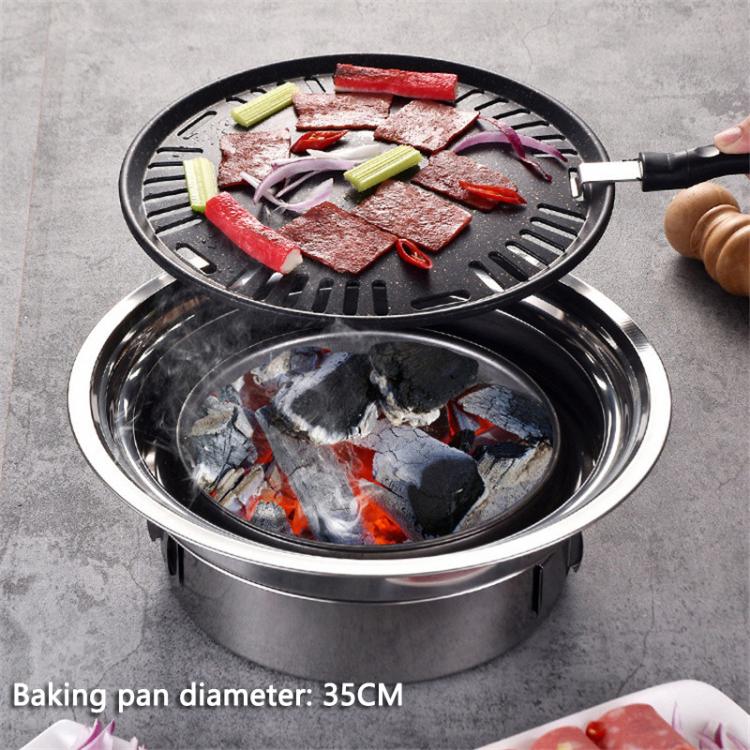 all in one place חצר וגינה Stainless Steel Charcoal Barbecue Grill Korean Non-stick Barbecue Grills Portable Outdoor bbq grill Round Carbon Barbecue Stove