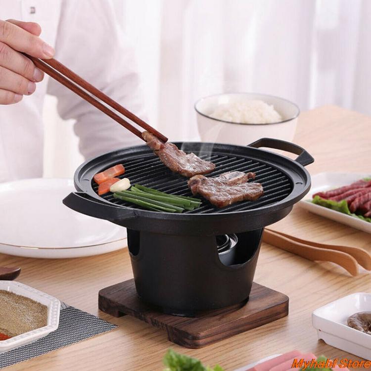 all in one place חצר וגינה Mini BBQ Grill Japanese Alcohol Stove One Person Home Smokeless Barbecue Grill Outdoor BBQ Oven Plate Roasting Cooker Meat Tools