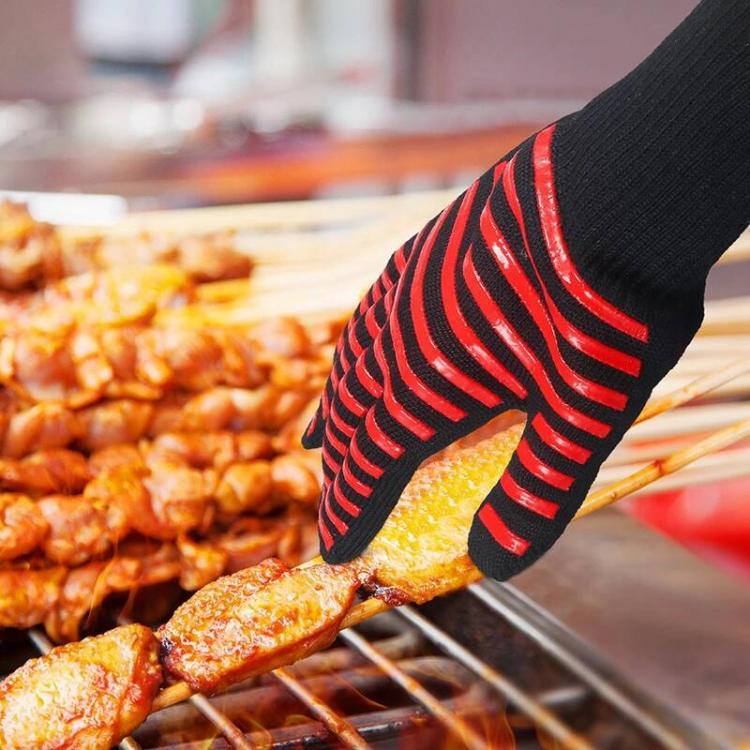 all in one place חצר וגינה Anti-high-temperature Cotton Non-slip Fire Gloves Flame Heat Resistant Oven Fireproof Grill Glove BBQ Bakeware for Kitchen
