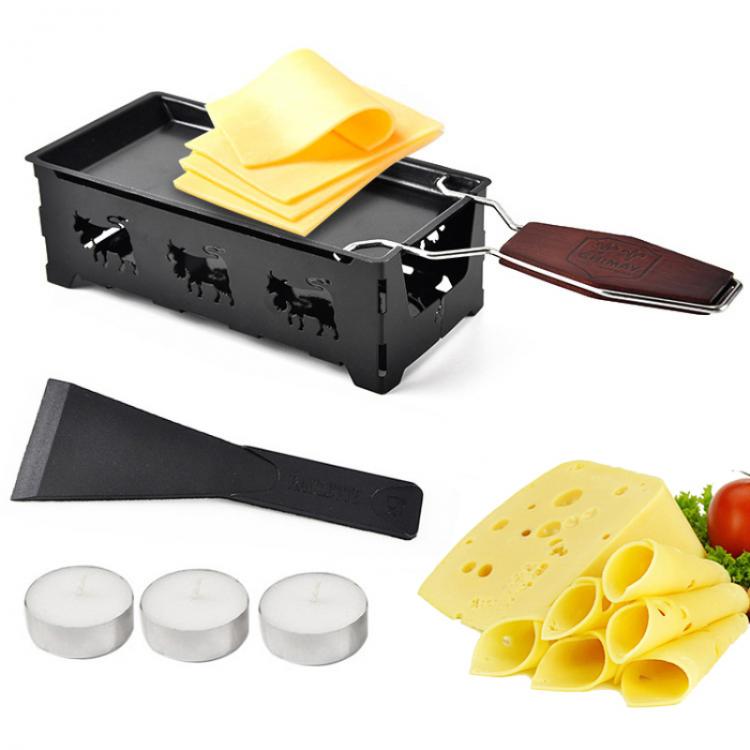 all in one place חצר וגינה Non-Stick Metal Cheese Raclette Baking Pan Oven Grill Plate Rotaster Baking Tray Stove Frame Spatula Set Kitchen Baking Tool