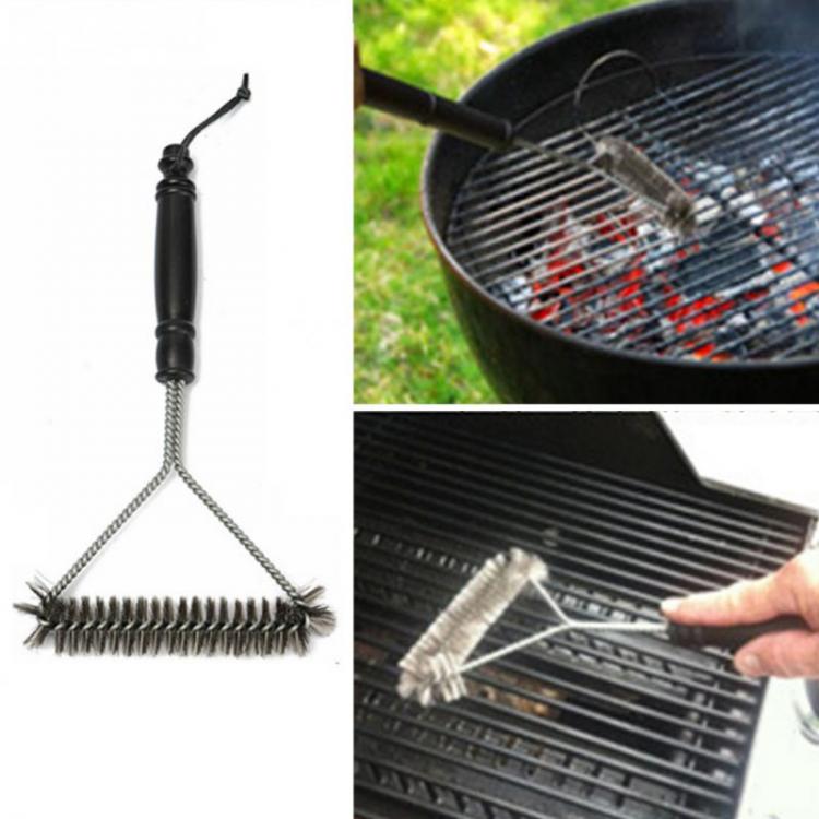 all in one place חצר וגינה 1PC 12 inch Stainless Steel Barbecue Grill Cleaning Brush Wire Cleaner Outdoor BBQ Clean Tool Accessories with Handle QA 048