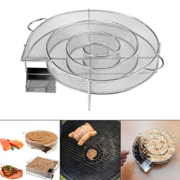 all in one place חצר וגינה New Wood Chip Smoking Box Barbecue Sawdust Box Cold Smoke Generator Cold Smoking Box Grill Mesh Wood Chips Burning Tool For BBQ