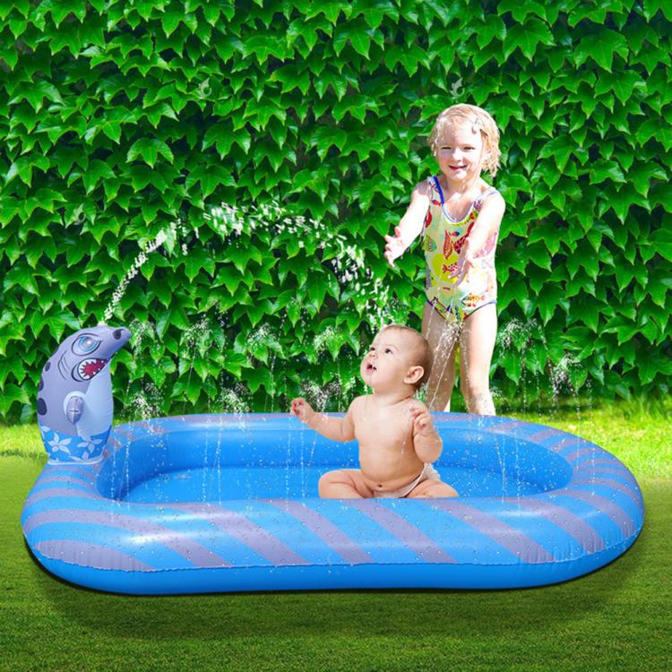 all in one place חצר וגינה Inflatable Pool with Shark Sprinkler Kiddie Swimming Pool Toys Sprinkler Mat for Kids Toddlers Boys Playing Toy