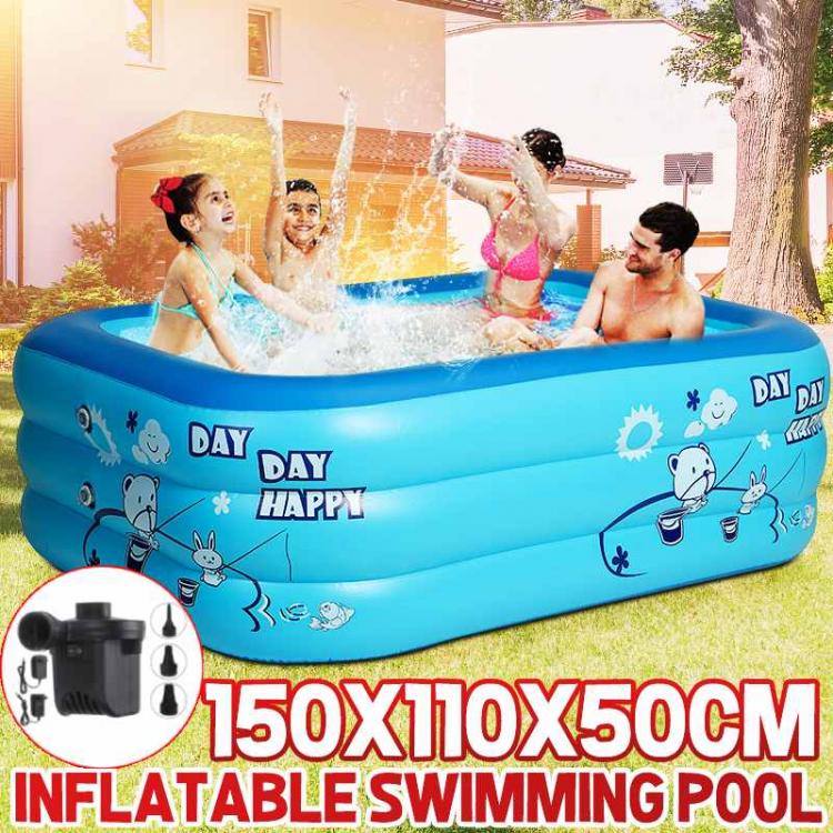 all in one place חצר וגינה 120CM 2/3Layers Children Inflatable Pool Bathing Tub Baby Kid Home Outdoor Large Swimming Pool Inflatable Square Swimming Pool