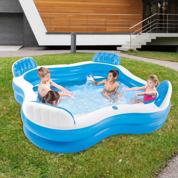 all in one place חצר וגינה Large Inflatable Swimming Pool PVC Family Lounge Inflatable Pool With 4pc Back Seat Outdoor Summer Water Game Swimming Pool