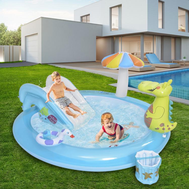 all in one place חצר וגינה Inflatable Swimming Pool PVC Crocodile Spray Water Slide Paddling Pool Bathing Tub Play Center Fun Outdoor Summer Water Game