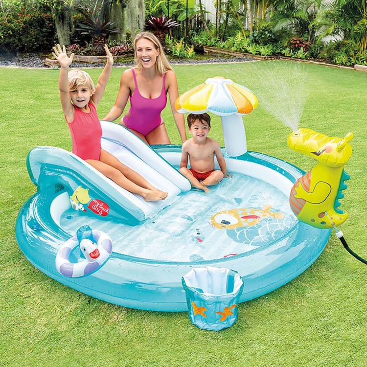 all in one place חצר וגינה Crocodile Spray Inflatable Swimming Pool Water Slide PVC Paddling Pool Bathing Tub Play Center Fun Outdoor Summer Water Game