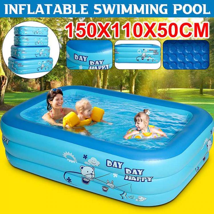 all in one place חצר וגינה 120CM 2/3Layers Children Inflatable Pool Bathing Tub Baby Kid Home Outdoor Large Swimming Pool Inflatable Square Swimming Pool