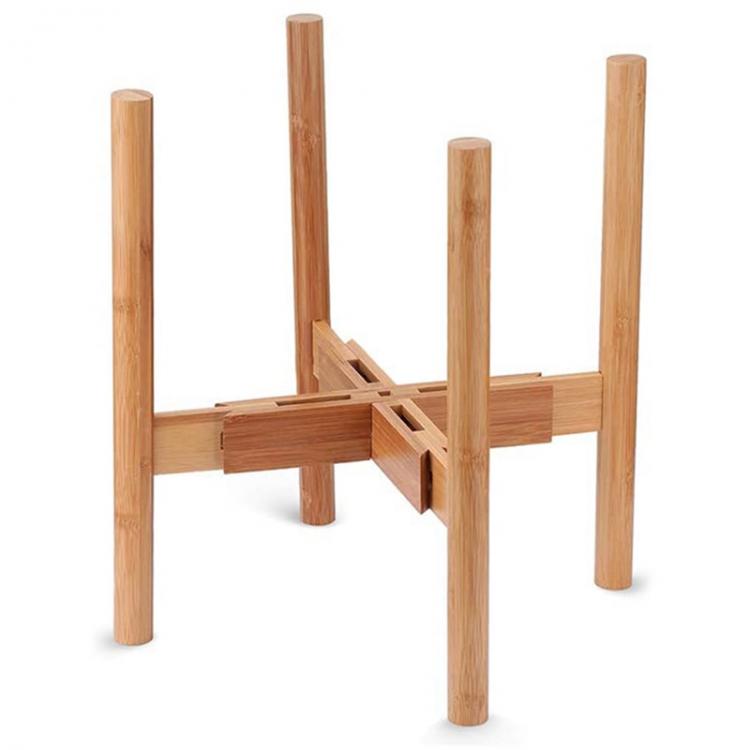 all in one place חצר וגינה Expandable Plant Holder Bamboo Wood Flower Pot Display Stand Potted Rack for Indoor and Outdoor, Up to 12 Inch Planter