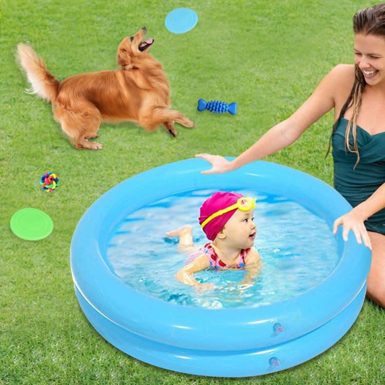 all in one place חצר וגינה Inflatable Kiddie Pool 2-Ring Round Swimming Pool Water Play Toy for Toddlers Indoor Outdoor Summer Party Supplies 25.6x25.6in