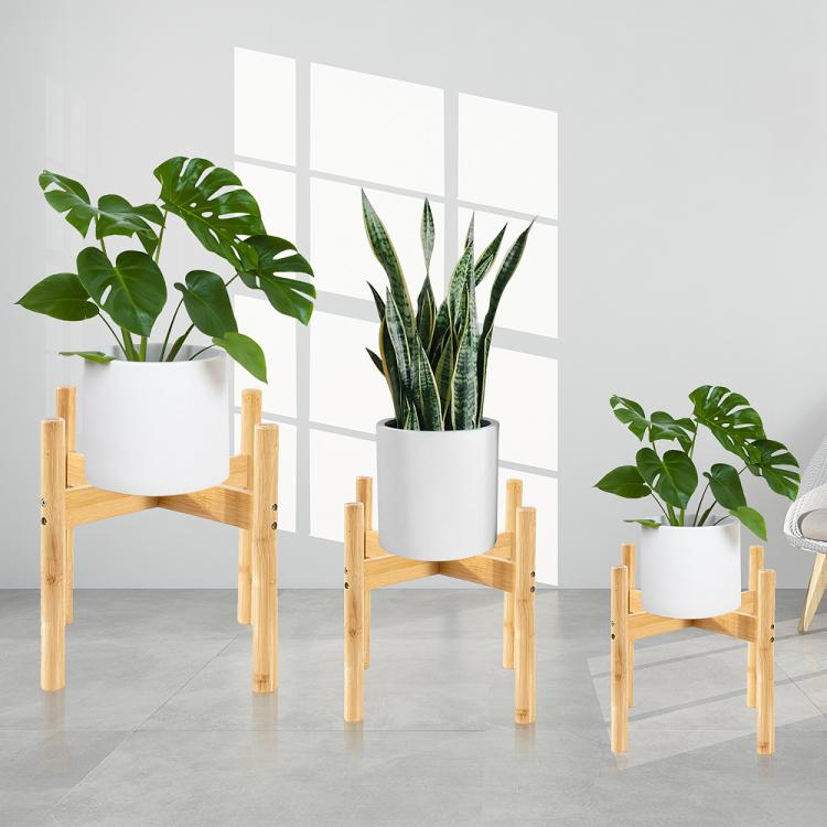 all in one place חצר וגינה 1pcs Wooden Plant Stands Holder Rack Stable Floor-Standing Garden Flower Pot Shelves Bamboo Support For Plant Home Decoration