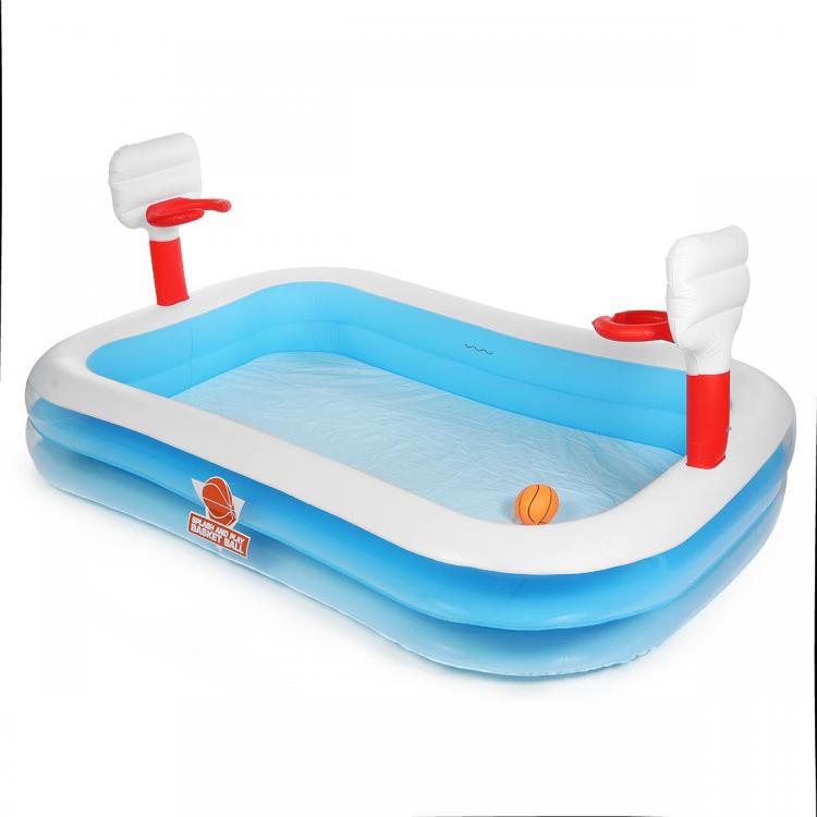 all in one place חצר וגינה Home Outdoor Swimming Pool Children's Inflatable Pool Water Basketball Home Paddling Pool With 2 Inflatable Ball 254x168x102c