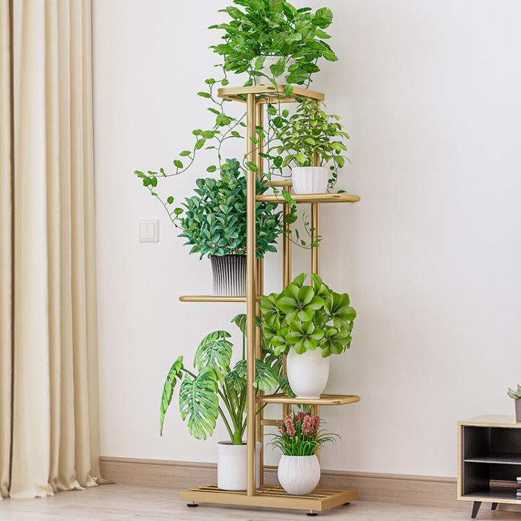 all in one place חצר וגינה 5 Tier Metal Plant Stand Adjustable Flower Pot Holder Shelves Planter Shelf Display Rack Storage Organizer for Balcony Garden