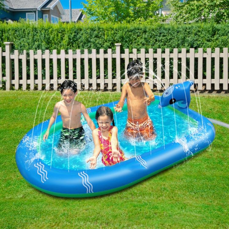 all in one place חצר וגינה Dolphin Fordable Swimming Pool Interactive Home Garden Toy for Kid Toddler Sprinkler Water Mat Water Spray Pad