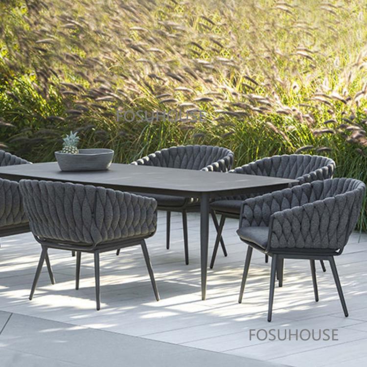 all in one place חצר וגינה Nordic Outdoor Rattan Chair Combination Garden Outdoor Furniture Beach Chair Villa Hotel Rattan Chair Balcony Model Three Piece