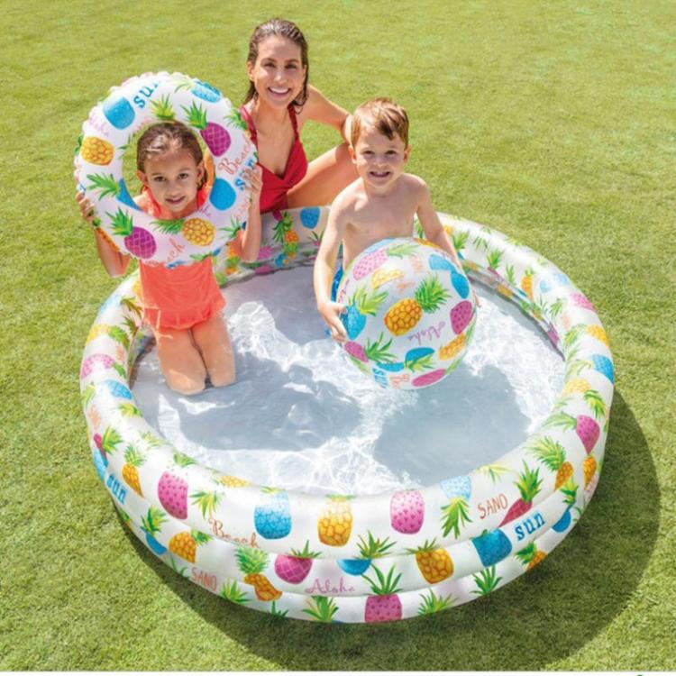all in one place חצר וגינה Baby Inflatable Swimming Pool Bathtub Kids Portable Outdoor Beach Three-ring Round Basin Swim Pools With Swim Ring Marine Ball