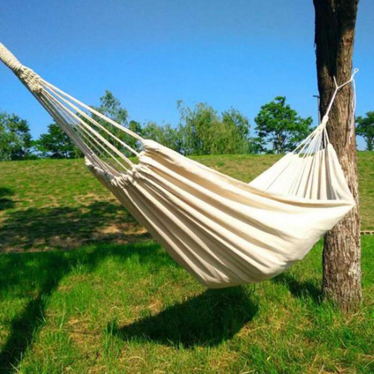 all in one place חצר וגינה Double Hammock Outdoor Rollover Prevention Camping Canvas Hanging Swing Bed for Patio Travel Hiking 200x150cm Actual Use Area