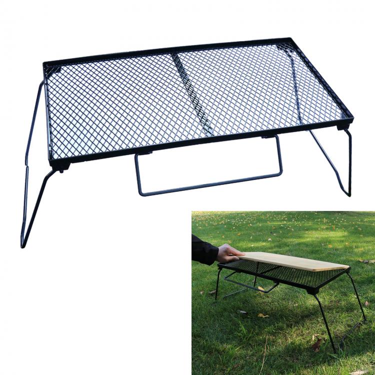 all in one place חצר וגינה Portable Folding Table Iron Outdoor Desk Food Grill Frame Shelf Network Picnic Camping Picnic Backyard Platform Outside Tool