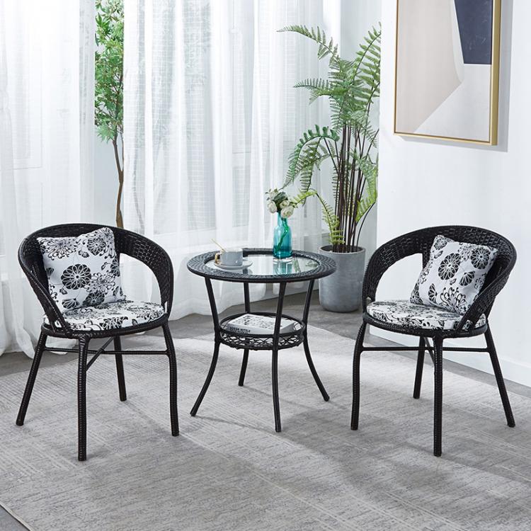 all in one place חצר וגינה Rattan chairs Outdoor furniture Suit Courtyard  garden terrace and balcony Table and chair combination hand-woven back chair