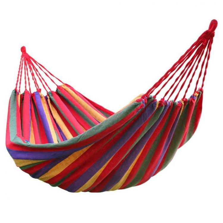 all in one place חצר וגינה Hot Sale rainbow Outdoor Leisure Portable Hammock canvas Hammocks Ultralight Camping Hammock with backpack