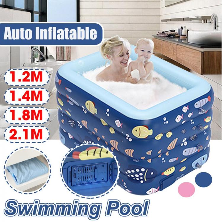 all in one place חצר וגינה 1.2m/1.4m/1.8m/2.1m Inflatable Swimming Pool Kids Adult Baby 4 Layer Square Paddling Pool Bathing Tub Home Garden Outdoor Indoor