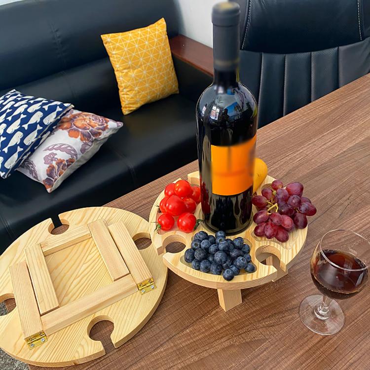 all in one place חצר וגינה 30cm Wooden Outdoor Wine Table Folding Picnic-table With Cup Holder Rack Outdoor Portable Picnic Folding Table Camping Travel