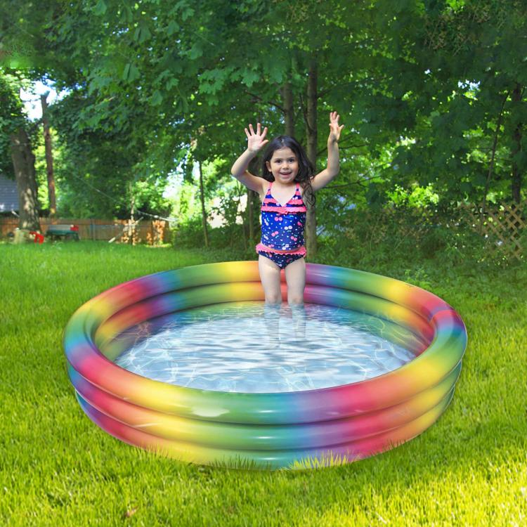 all in one place חצר וגינה 90/110/130CM Inflatable Swimming Pool PVC Thickened Rainbow Round Paddling Pool Bathtub Outdoors Summer Inflatable Pool Toys